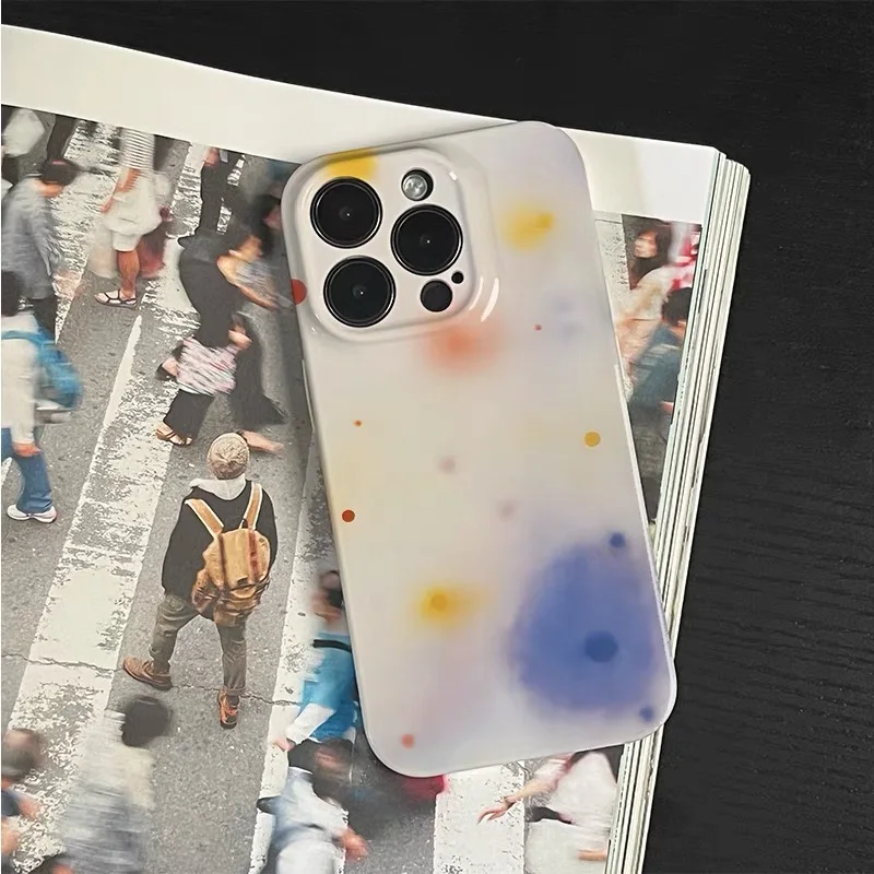 KOREAN INS Color halo art Phone Case for IPhone 16 14 11 12 13 Pro 16 15 PLUS Style Cute Phone Case for IPhone XR XS MAX SE2022