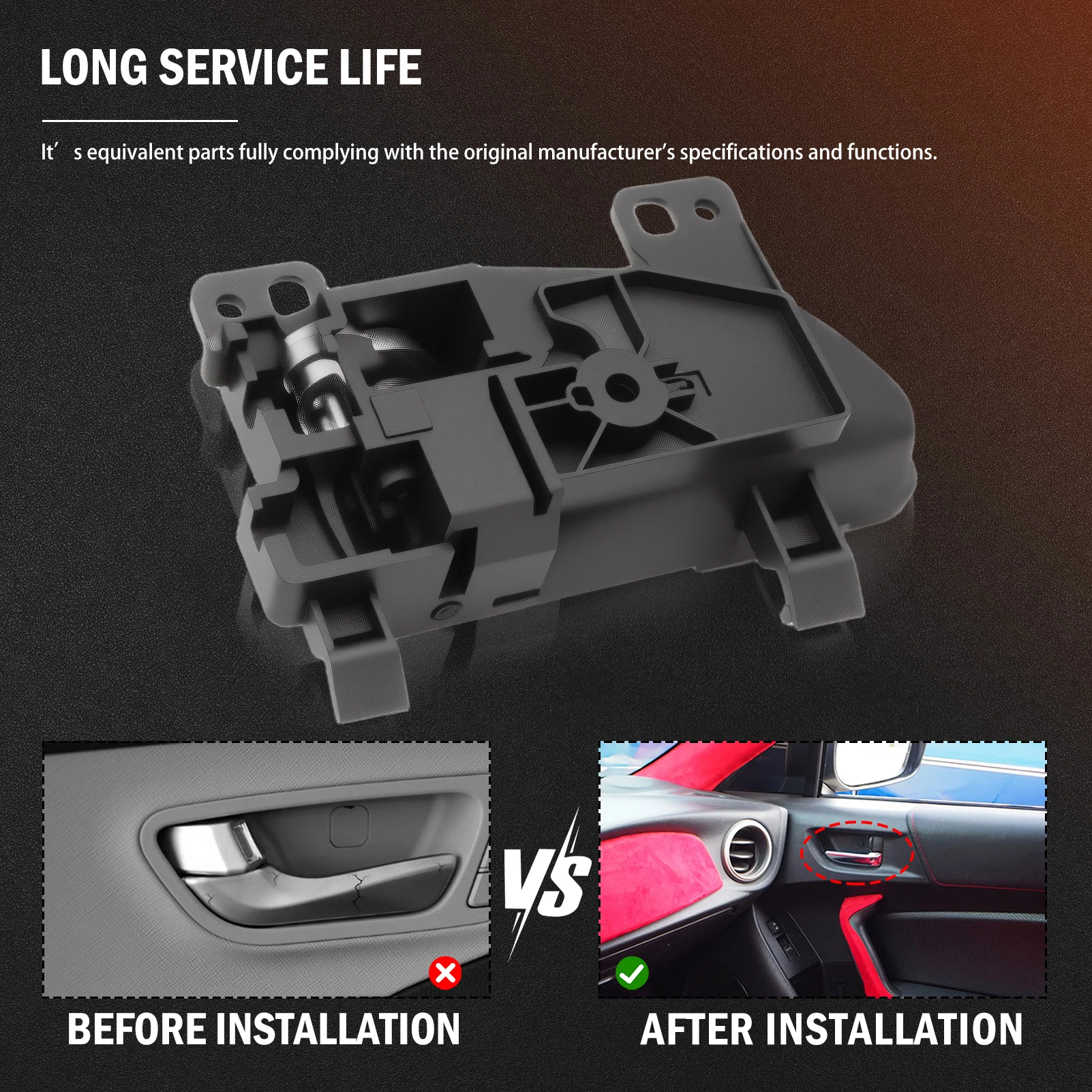 SU003-0l565 مقبض الباب الداخلي الأيسر من الكروم الأسود لسيارة Toyota 86/Scion FR-S/Subaru BRZ 13-20 Legacy/Outback 10-19 Forester 09-18