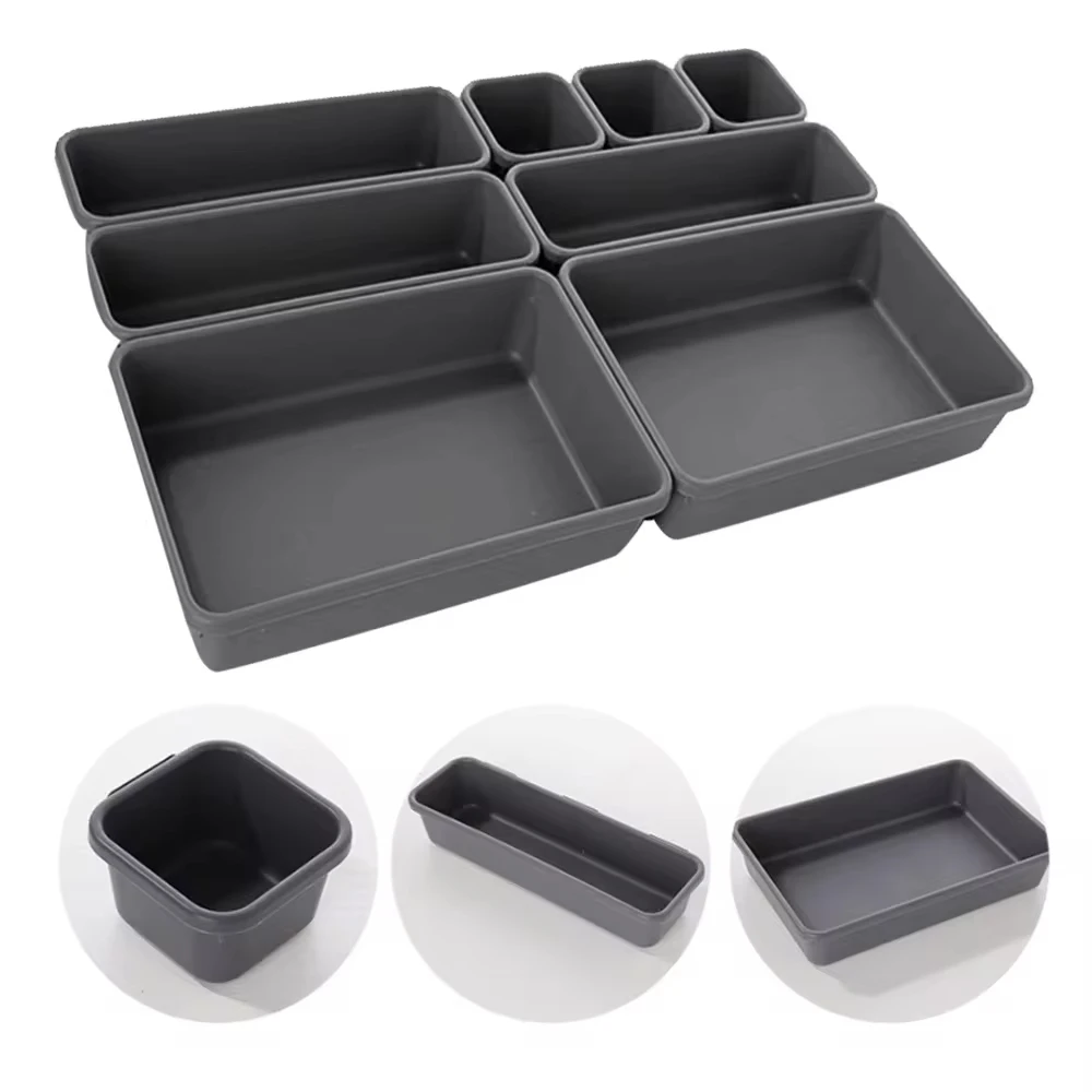 8 unids/set cajón ajustable organizador caja bandejas maquillaje cosméticos diversos soporte divisor cocina baño armario joyero