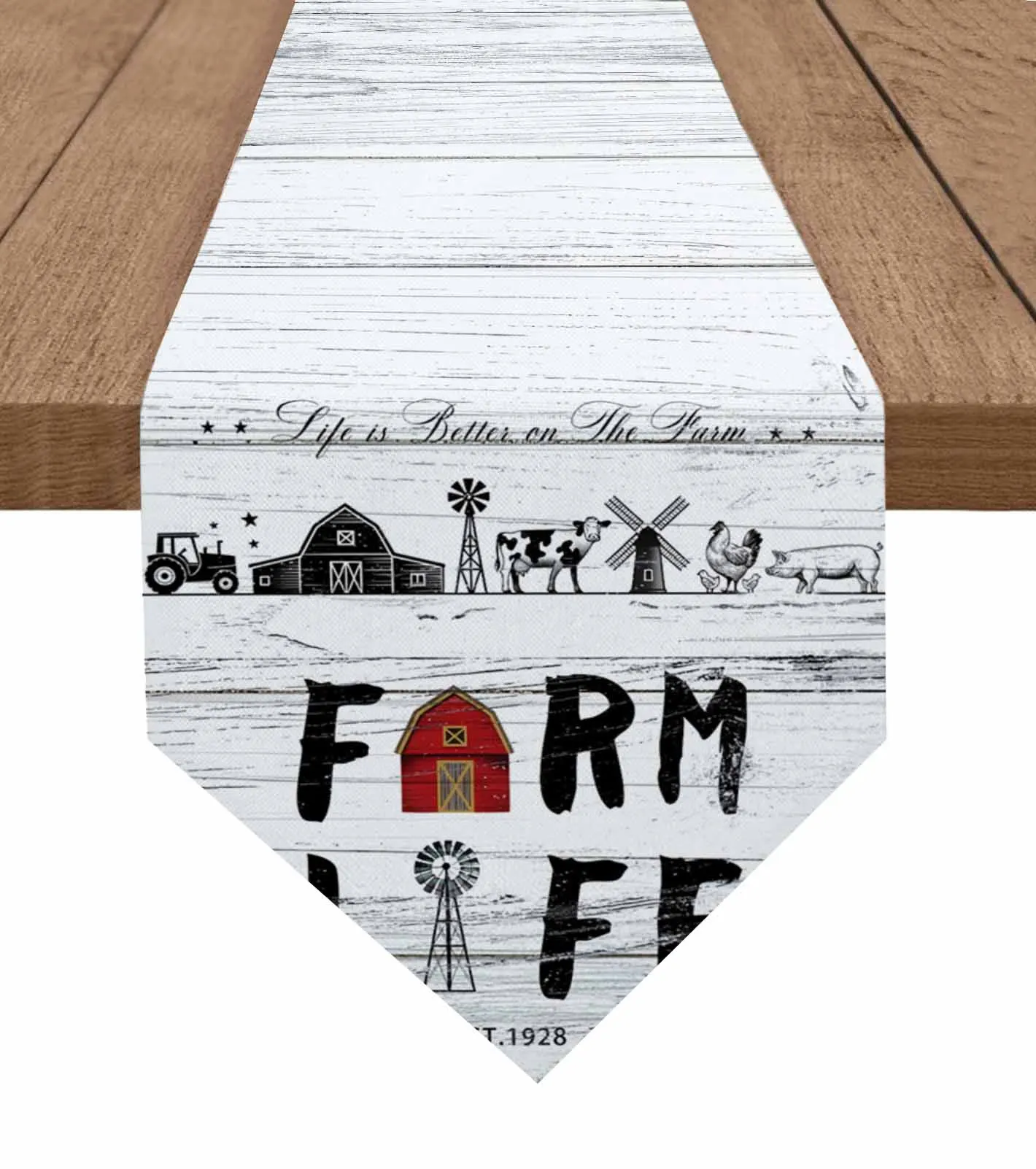 

Фермерский дом, сарай, ветряная мельница, трактор, дорожка для стола, чехол из хлопка и льна, декор свадебного стола, скатерть, кухонный декор