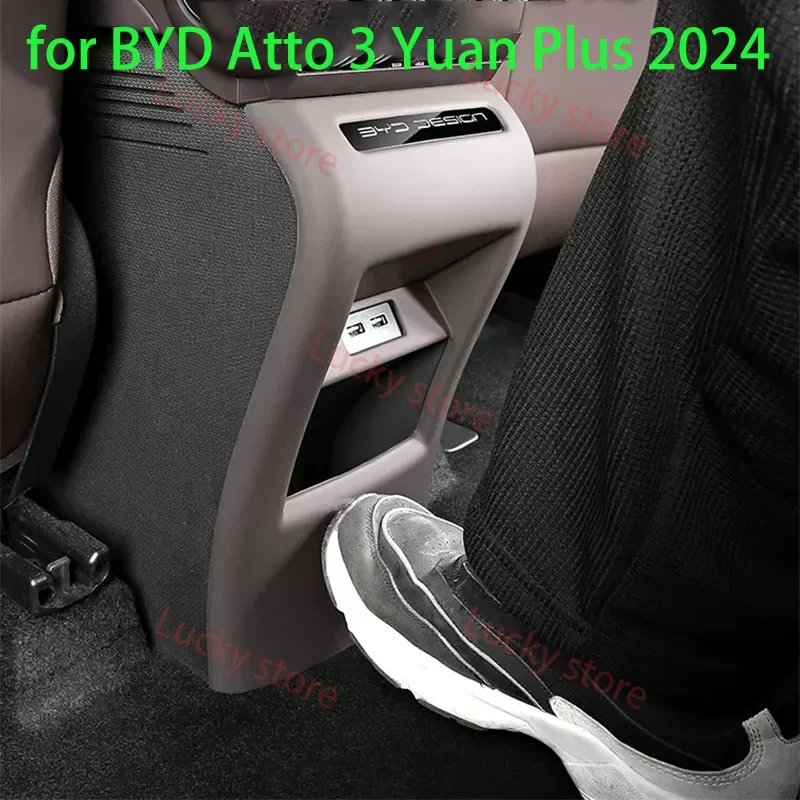 

Car Rear Row Anti-kick Cover for BYD Yuan Plus Atto 3 2024 Rear Air Outlet Protective Anti-kick ABS Cover Interior Accessories