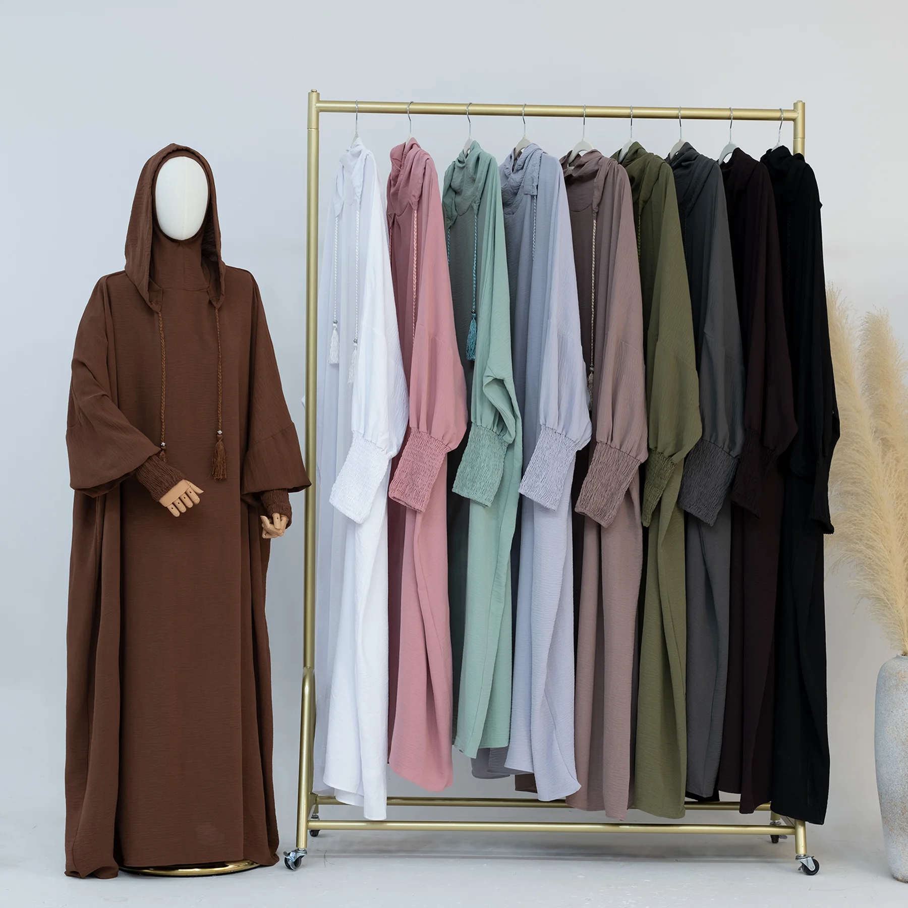 

Abayas for Women Islamic Clothing Dubai Turkey Muslim Hooded Dress with Integrated Hijab Casual Jilbab Ramadan Eid Prayer Robe