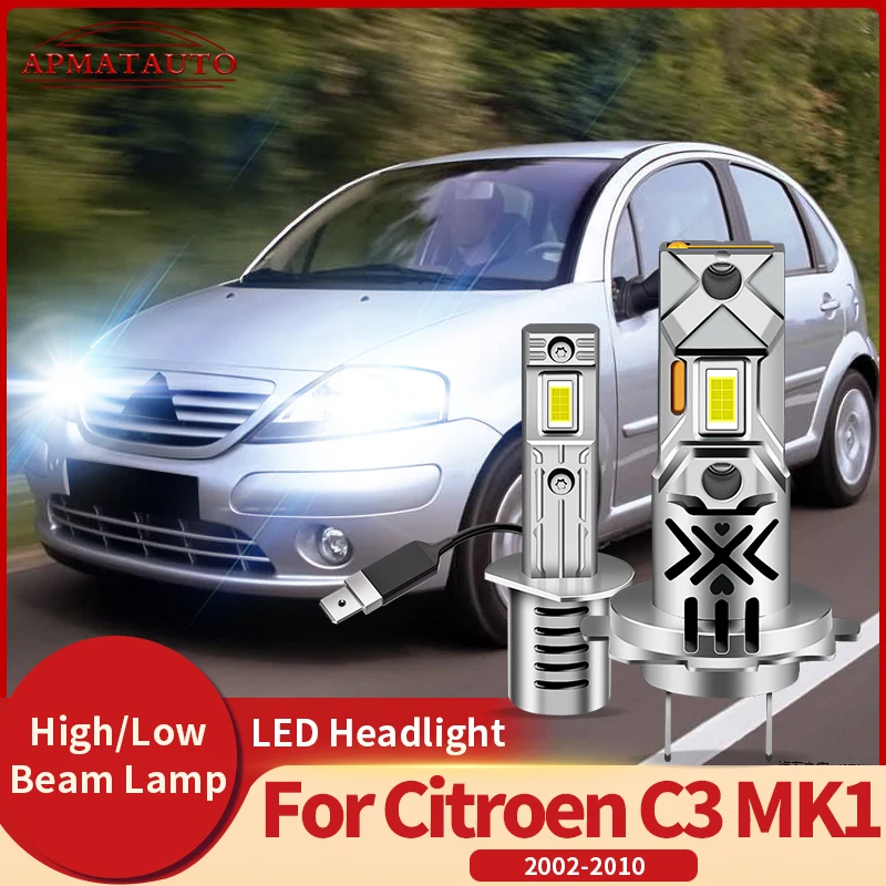 

2PCS 12V Canbus 60W 6500K LED Headlight Light Hi/Low Beam car lights For Citroen C3 MK1 2002 2003 2004-2010 Auto Accessories