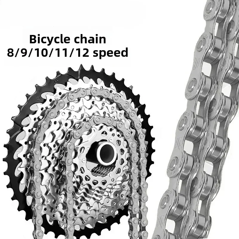 

2025New Mountain Road Bike Silver Chain 8-12 Speed High-quality Durable Ultra Light Chain Bike Accessories
