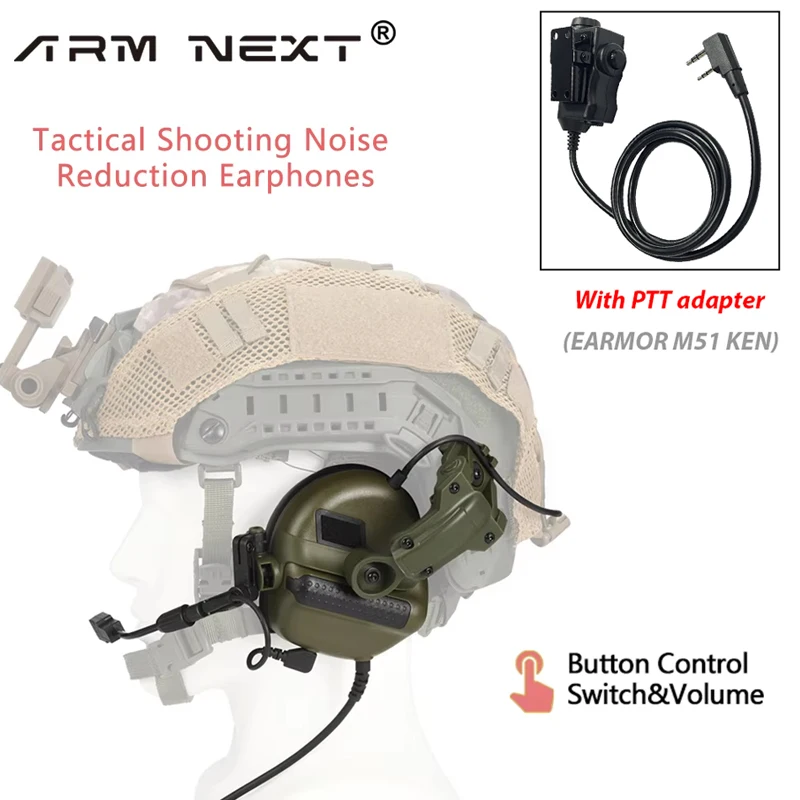 ARM NEXT F30 Tactical Headphone and Tactical PTT Adapter fit for KENWOOD Airsoft Shooting Earmuffs Electronic Hearing Protection