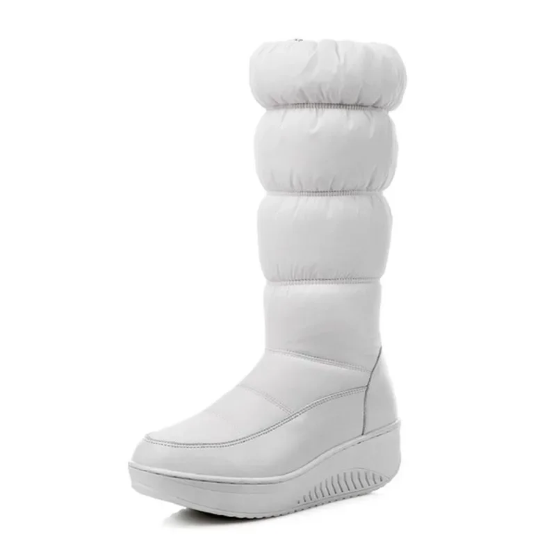 TIMETANG  Russia Keep Warm Women snow boots zipper mid calf boots thick fur plush platform down wedges winter boots Size 35-44