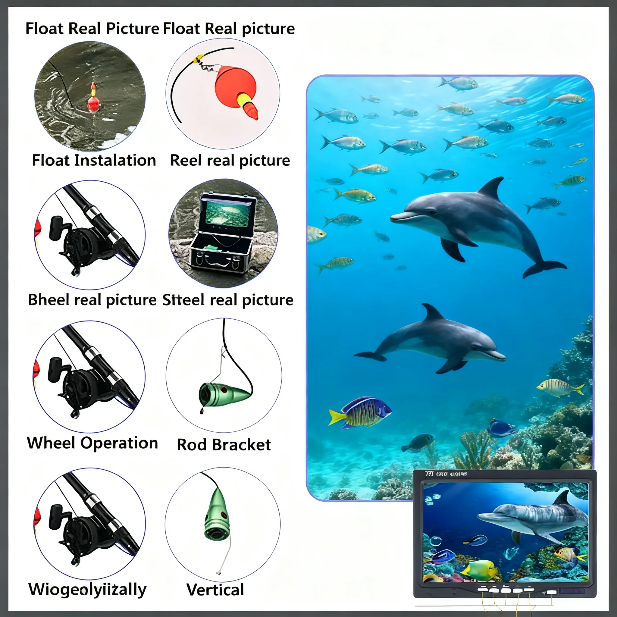 HD صياد السمك كاميرا الصيد تحت الماء 4500mA 6 واط IR المصابيح HD 1000TVL عجلة البحر اللون CCD مع 8 جيجابايت TF بطاقة شاشة ملونة #4