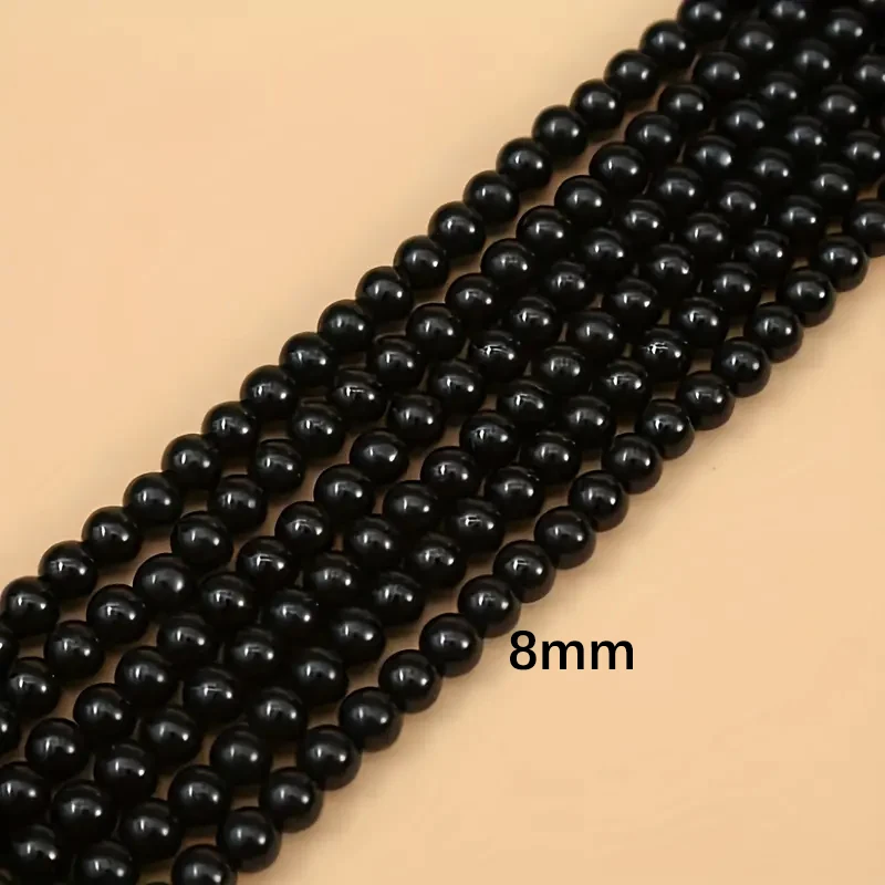 100pcs 8mm Black Round Loose Beads Solid Color Energy With Small Hole Beads For Bracelets Necklaces Jewelry Making