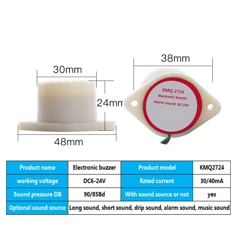 Musique électronique dévoilée er alarme son long et court antivol décibel AC220V DC12V 24V KMQ-2724 sonore de musique goutte à goutte continue