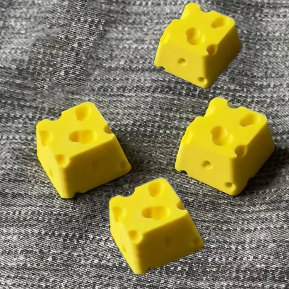 

Набор из 4 персонализированных креативных колпачков для клавиш в форме сыра, универсальные, с 3D-печатью, забавные клавиши для переключателей Cherry MX