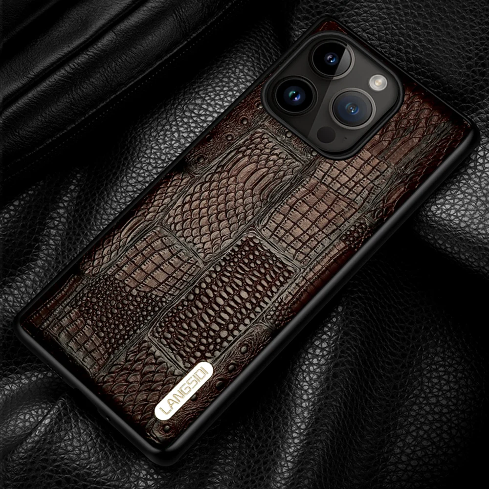 

100% Genuine Leather Phone Case for iPhone 15 14 Pro Max 15Pro 14Pro 13ProMax Full Protection Back Cover Retro Splice