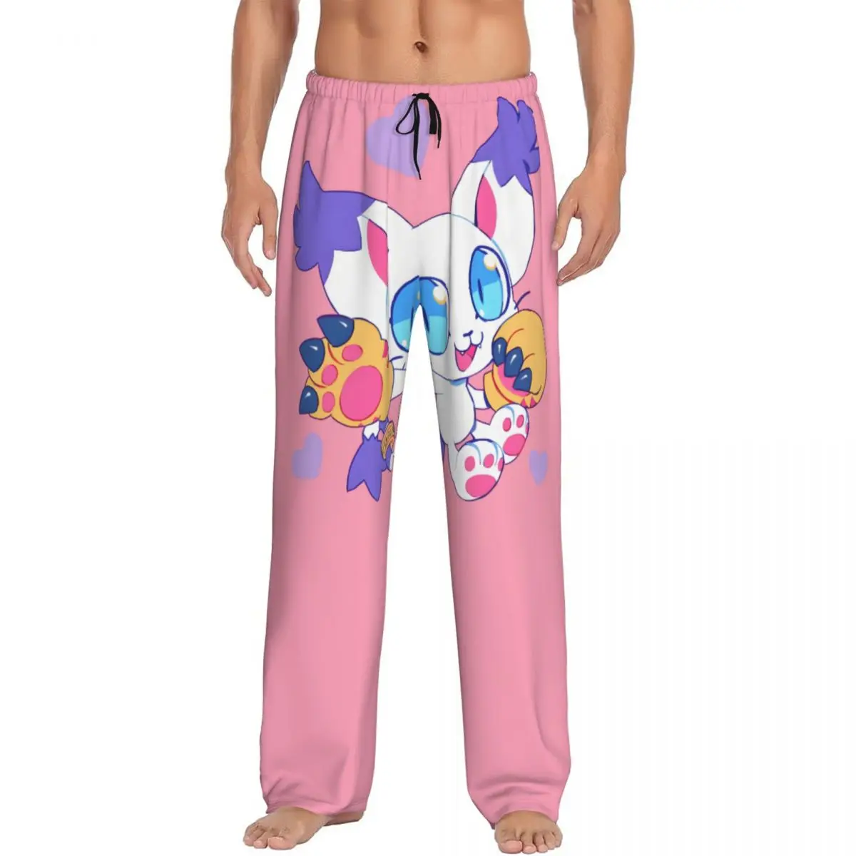 calca-de-pijama-gatomon-personalizada-masculina-adventure-anime-sleepwear-lounge-sleep-bottoms-stretch-com-bolsos