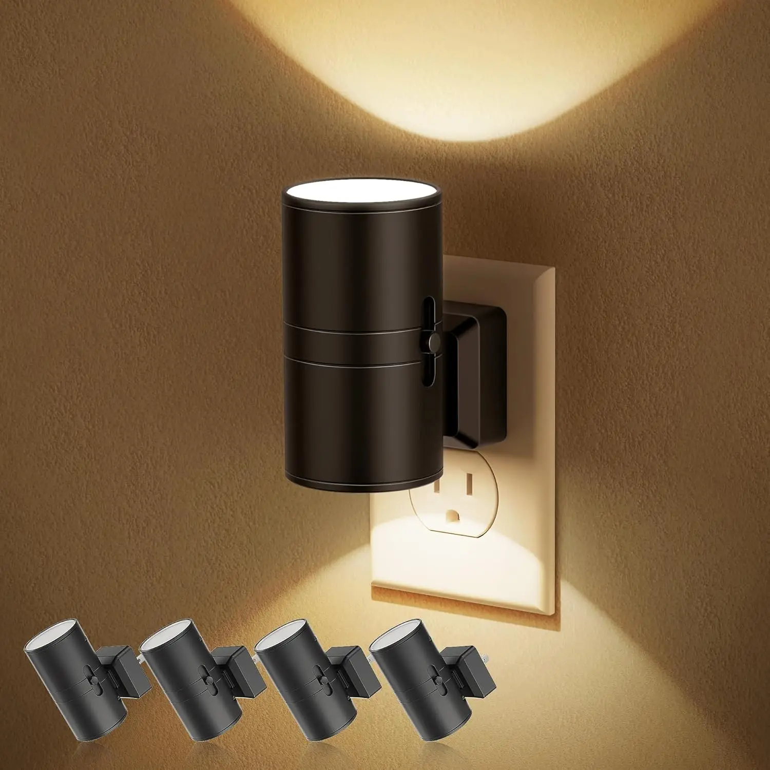 

Dimmable Night Light with Sensor, Soft White 3000K Adjustable Brightness for Hallway Bedroom, 4 Pack