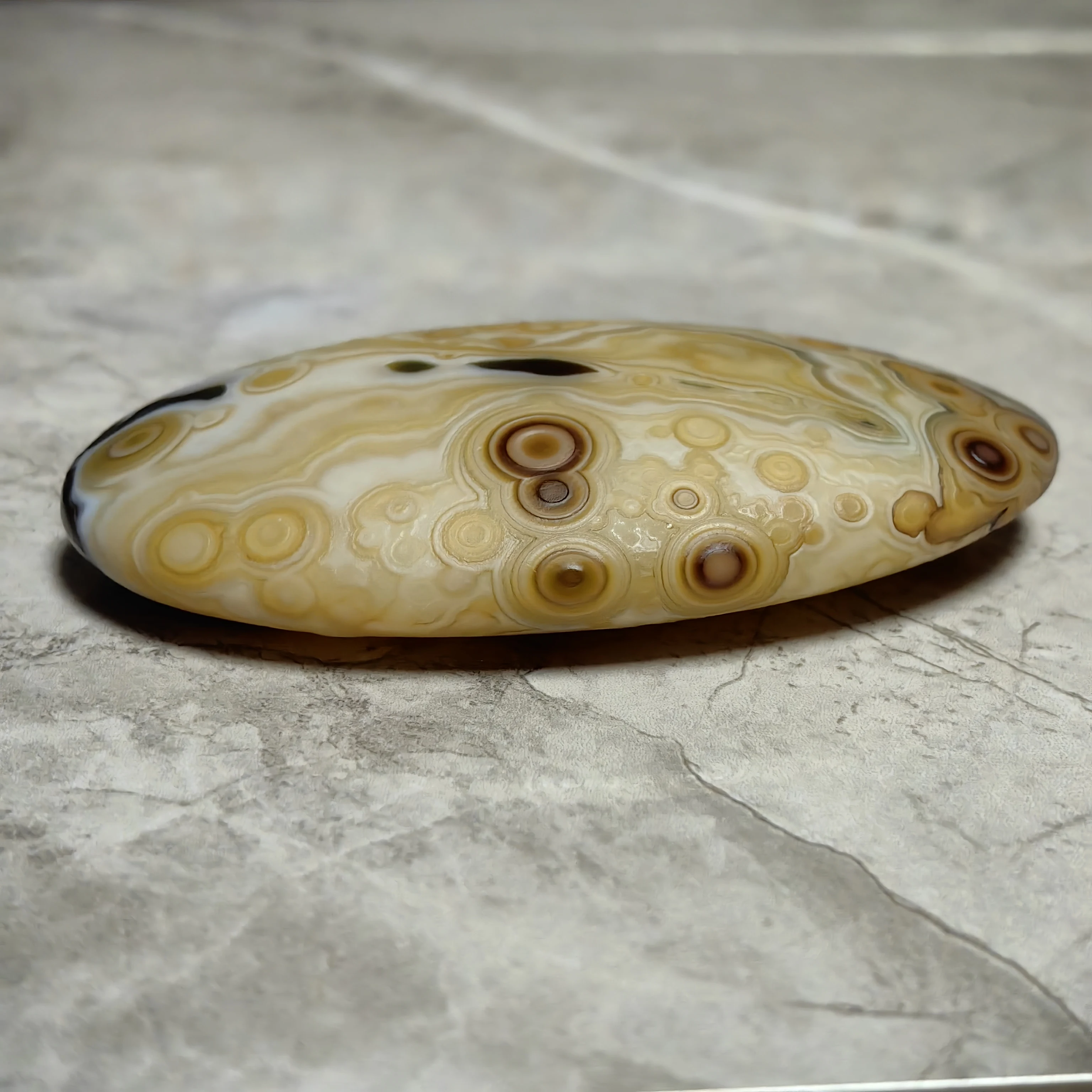 Exotic Gobi Agate with Multiple Eye Spots Rich Color Layers, Lucky Charm for Wealth and Fortune Unique Rock for Prayer - view 5