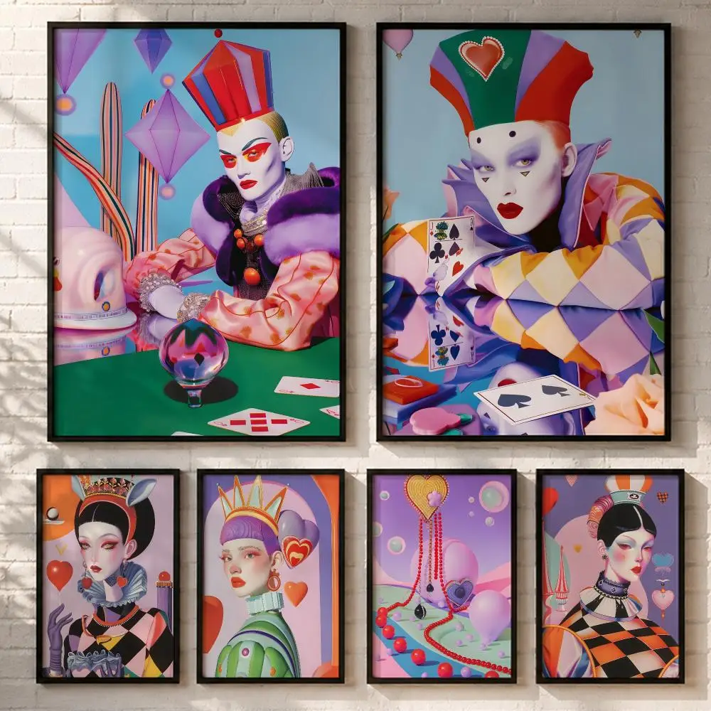 Art Playing Cards Queen   Poster HD poster wall art self-stick no-residue for home cafe office great gift