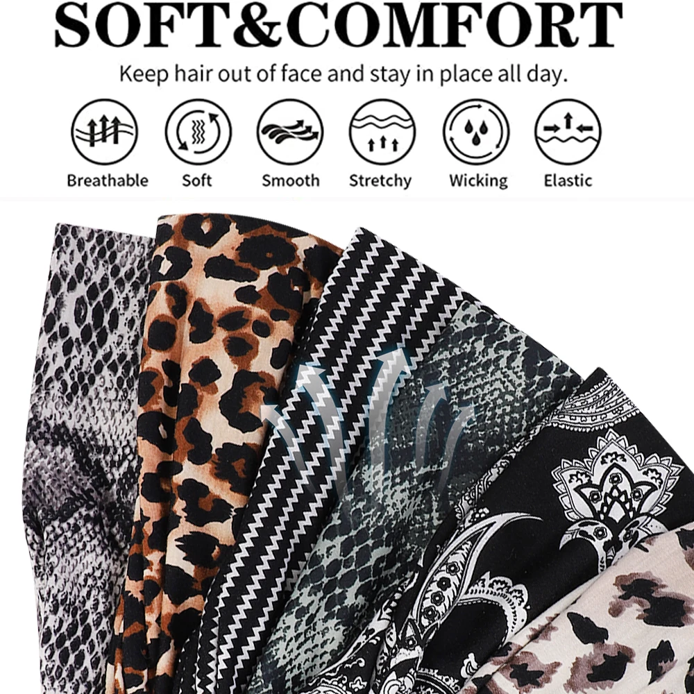 Moda Sport Fitness Fascia Serpente Modello Leopardo Fasce per capelli in tinta unita Donna Dopo il parto Tempo libero Casa Copricapo Scrunchies