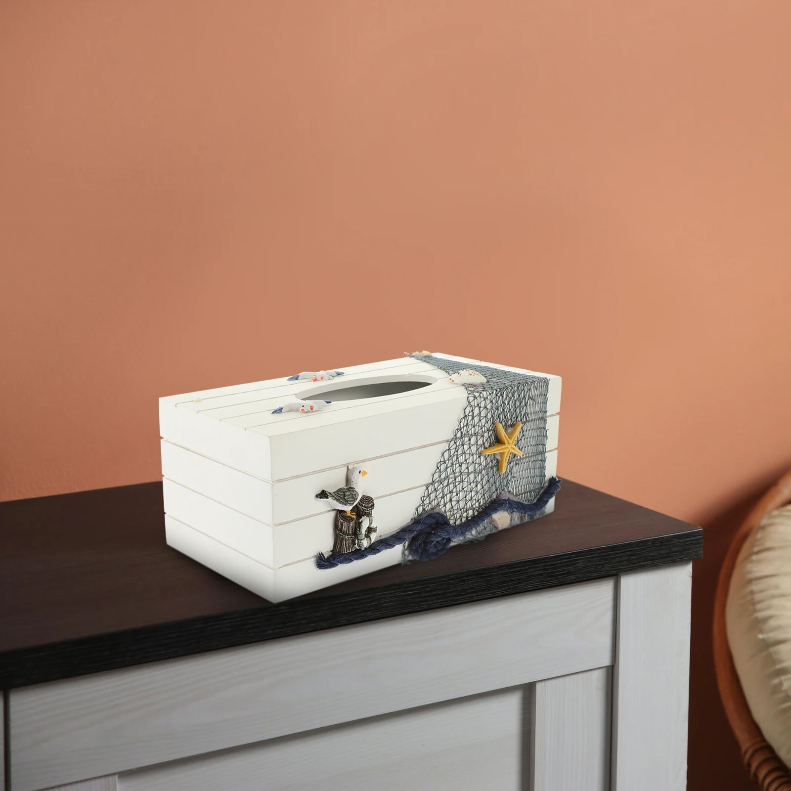 

1PC Seagull Tissue Box Cover Mediterranean Style Napkin Holder Decorative Desktop ganizer Household Multifunctional Living Room