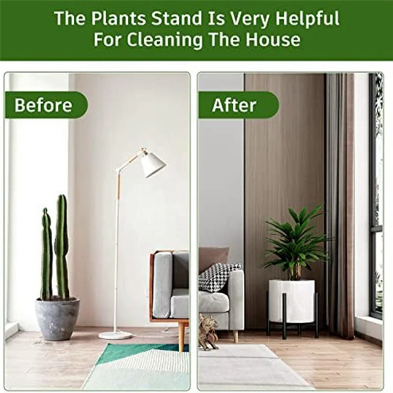 ABHZ-حامل وعاء النبات المعدني الأسود حامل النبات عرض قابل للتعديل للمنزل رف النبات ديكور المنزل #2