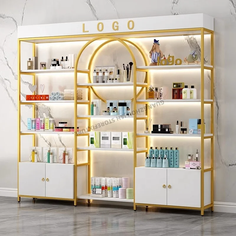 Personnalisé. Présentoir cosmétique personnalisé pour soins de la peau, vitrine de parfum, support de sol, présentoir cosmétique PRL avec LED L