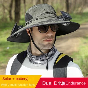 Tapa de ventilador solar multipropósito solar al aire libre. Viento de tres velocidades ajustable con puerto de carga USB. Gorra de pesca Sombrero de sol al aire libre 8 Mejor sombrero de ventas de fanáticos - №3