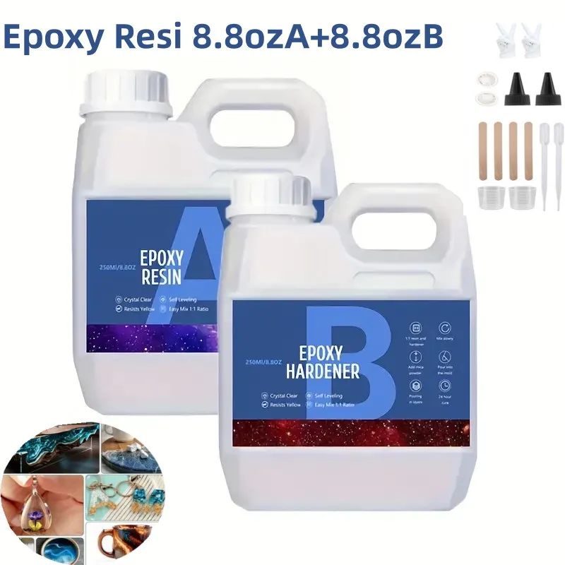 Crystal Clear Epoxy Resin Kit, Bubble-Free, Anti-Yellowing, Self Leveling Easy Mix 1:1 Coating And Casting Resin For Table Top,