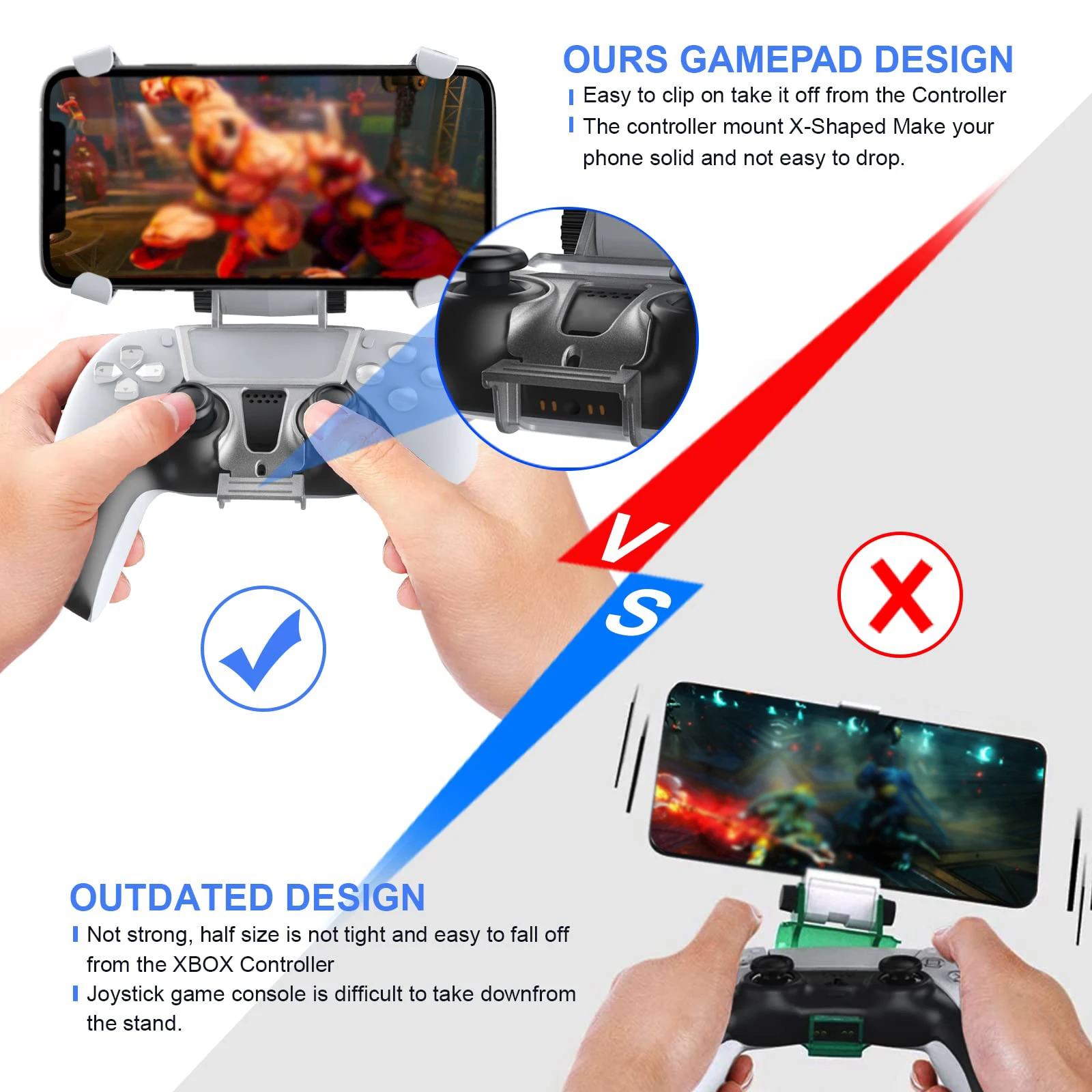 for PS5 Controller Phone Mount Clip Mobile Gaming Clip Cell Phone Stand Holder for Playstation 5 Dualsense Controller