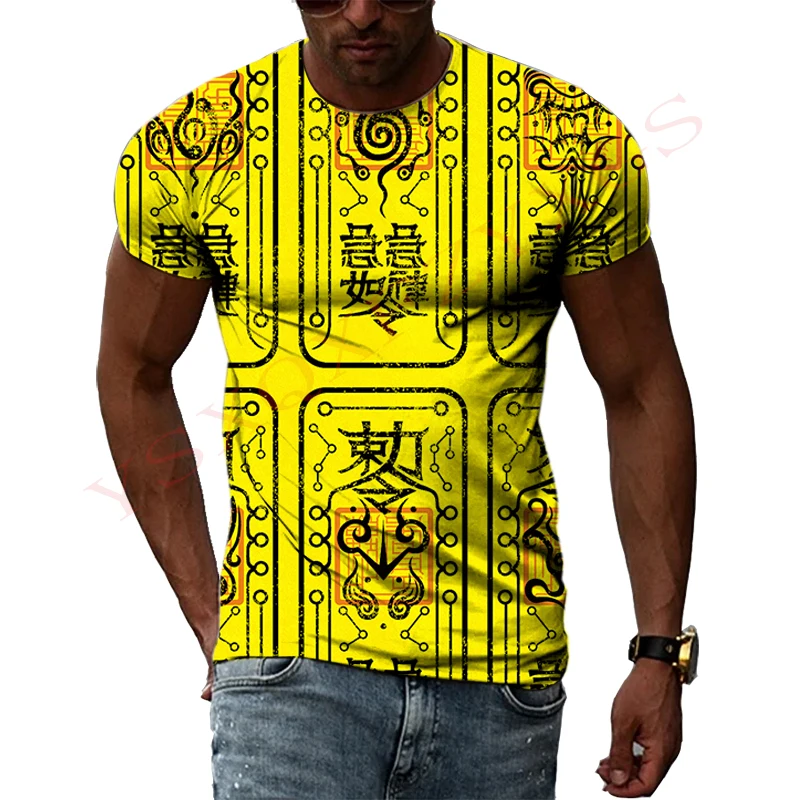 Chinese Magician Lucky Rune Props 3D Printed Summer Original Personality Men's Women's Round Neck Short Sleeve T-shirt Hip Hop