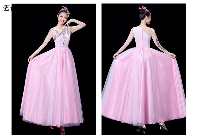 Opening Dance Large Swing Dress Costume Women\'s Modern Atmosphere 720 Degrees Dress Dance