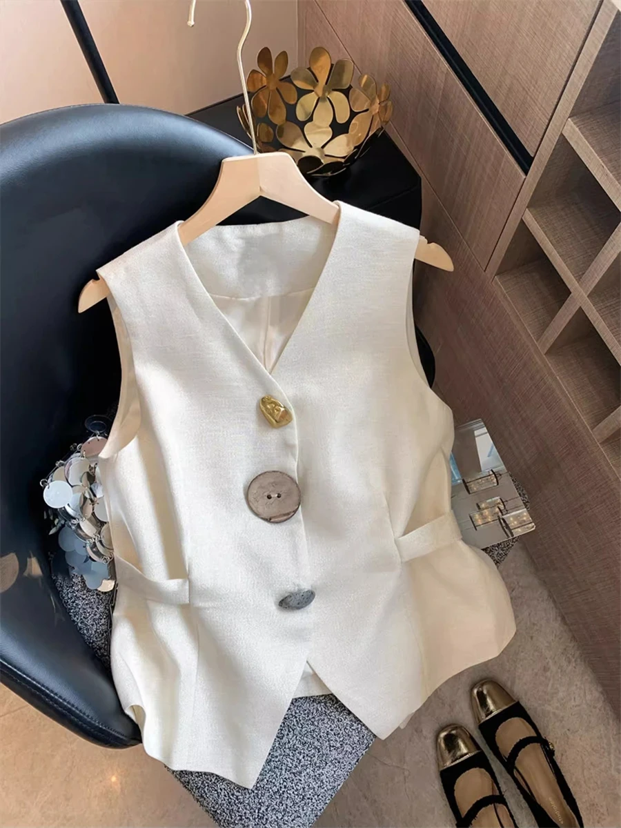 

Modern Retro Casual V-ne Vest Men's Summer Ele Waist Slim Fit Svel Tank TopPlain Colored Stand Length irt Ta...