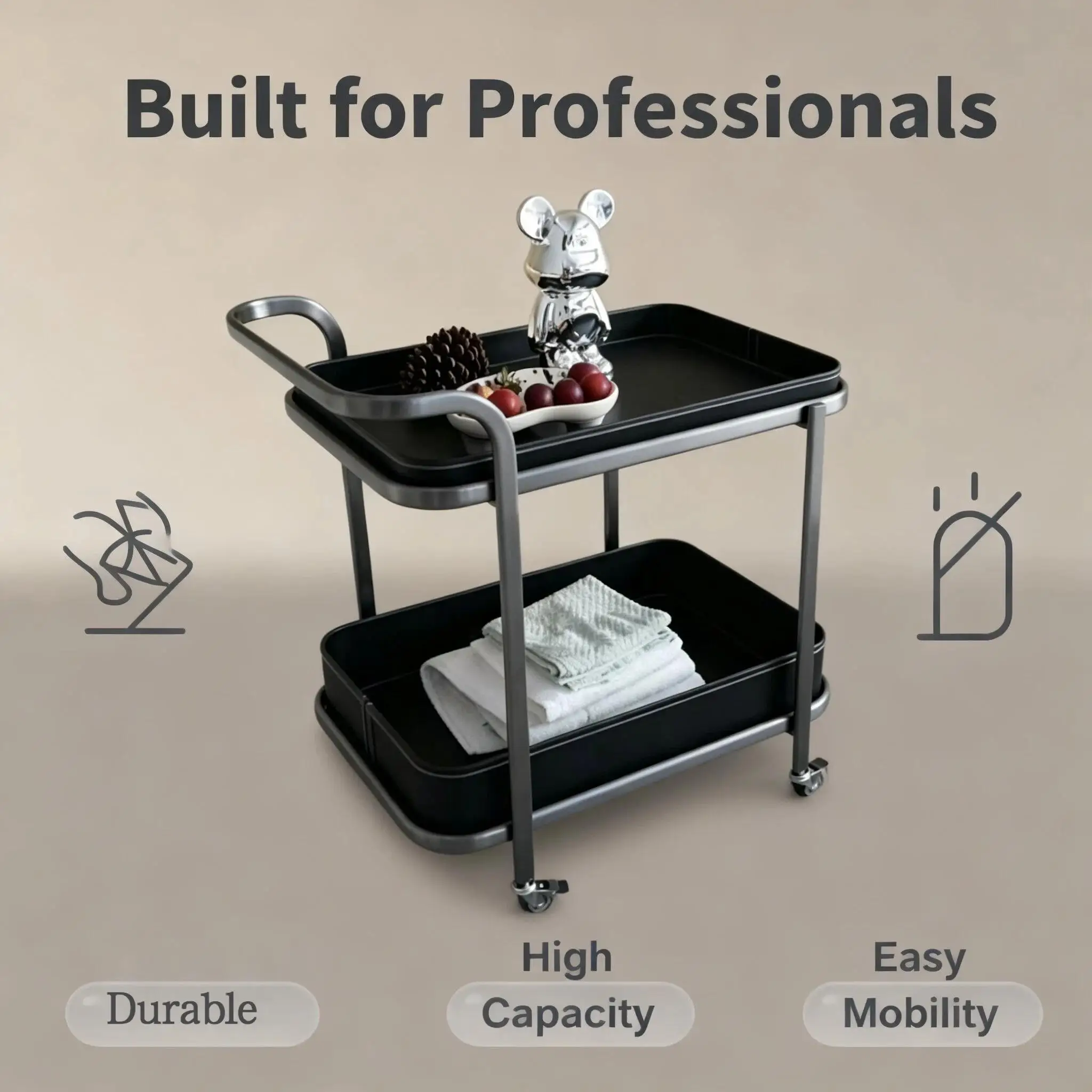 Modern Design Personalized Durable Eco-Friendly Stainless Steel Movable Beauty Salon Trolley Shuangjin Brand For Spa & Hotel Use