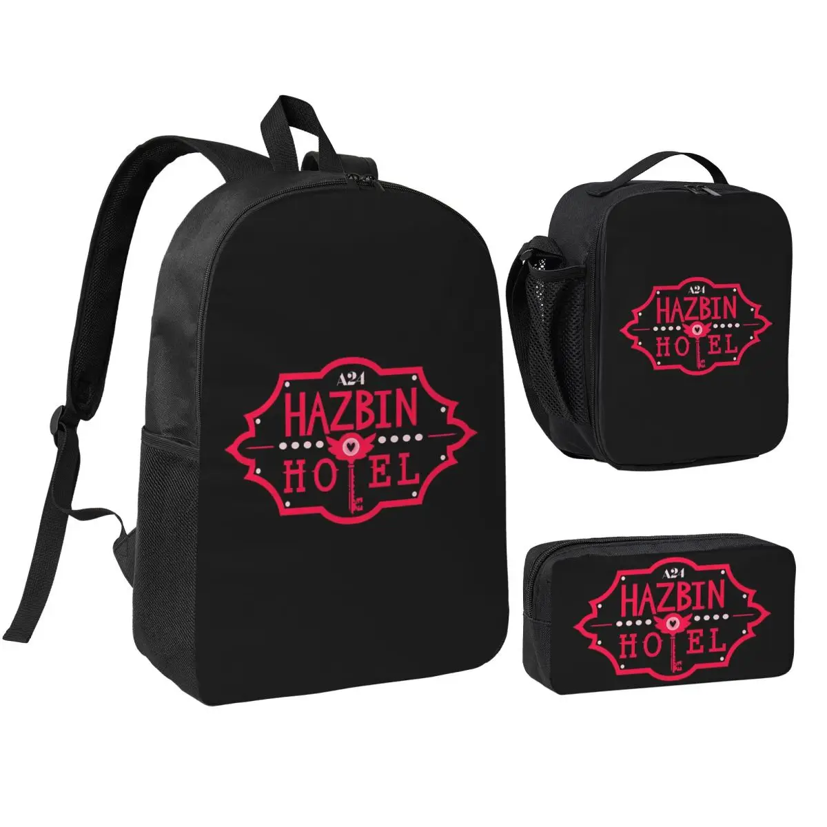 

Hazbin Hotels Comedy Anime America Song And Dance Backpack BookBag School Bag Shoulder Bags 3ps Insulated Lunch Bag Pencil Case