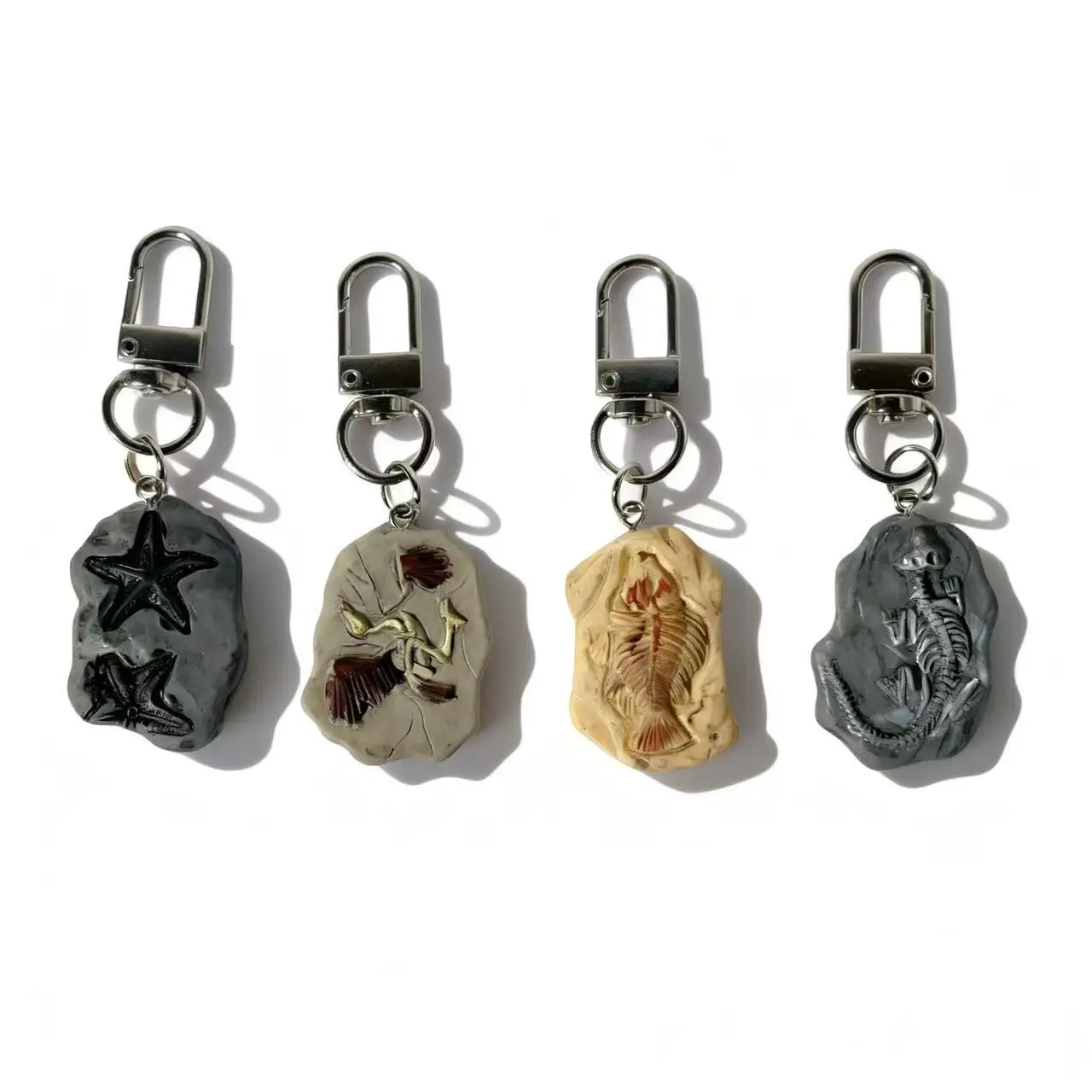 fossil keychain Dinosaur Fossil Skull Pendant Keychain for Men Women Hip-hop Rock Jewelry Accessory