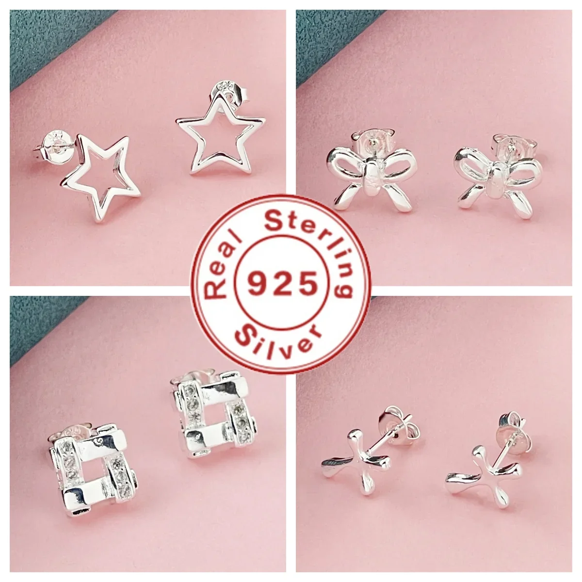 

Andara Genuine 925 sterling silver earrings star zircon flower simple ladies dinner birthday gift jewelry