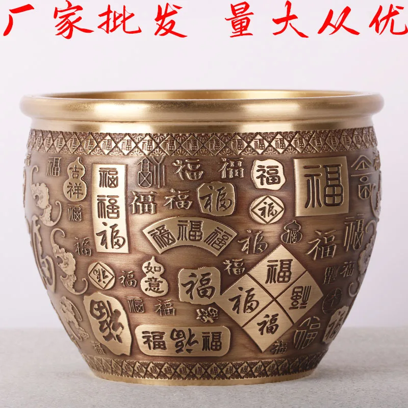 [New Model] Brass Relief Five Hundred Blessings Treasure Jar Manufacturer Wholesale Bulk Discount One Piece Delivery