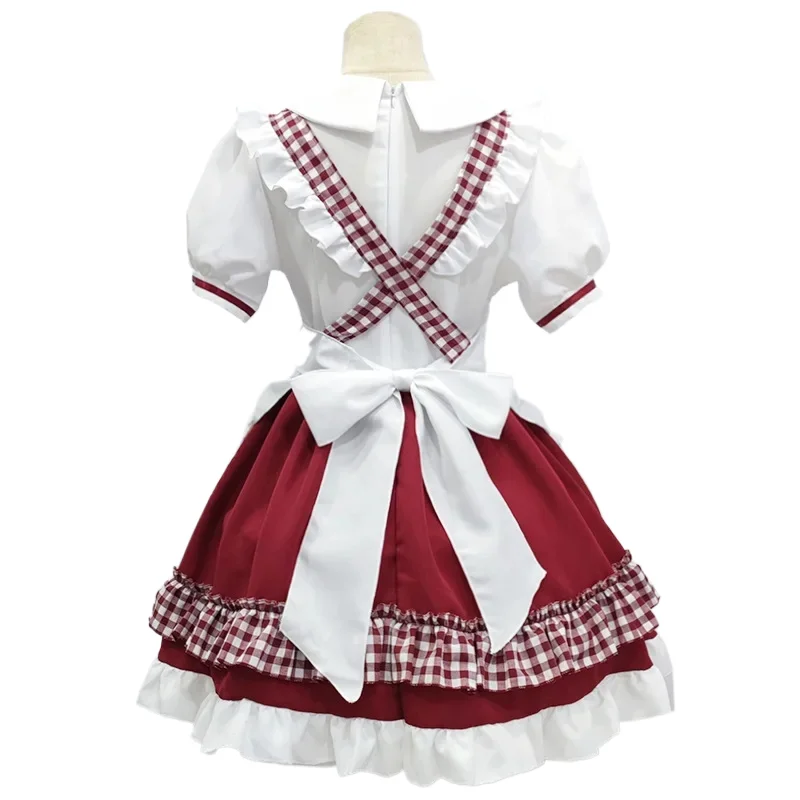 Vestido bonito de empregada Lolita para mulheres, capuchinho vermelho, traje cosplay, roupa para meninas