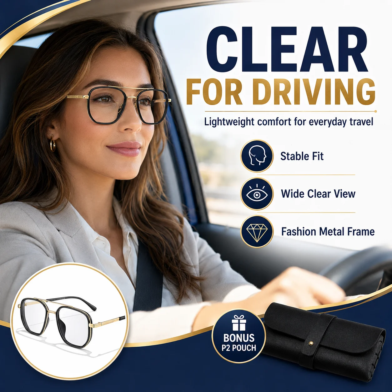 Fashion Blue Light Reading Glasses Men Women Anti Eye Strain Computer Driving DIY Readers Lightweight Metal Frame With Pouch AD