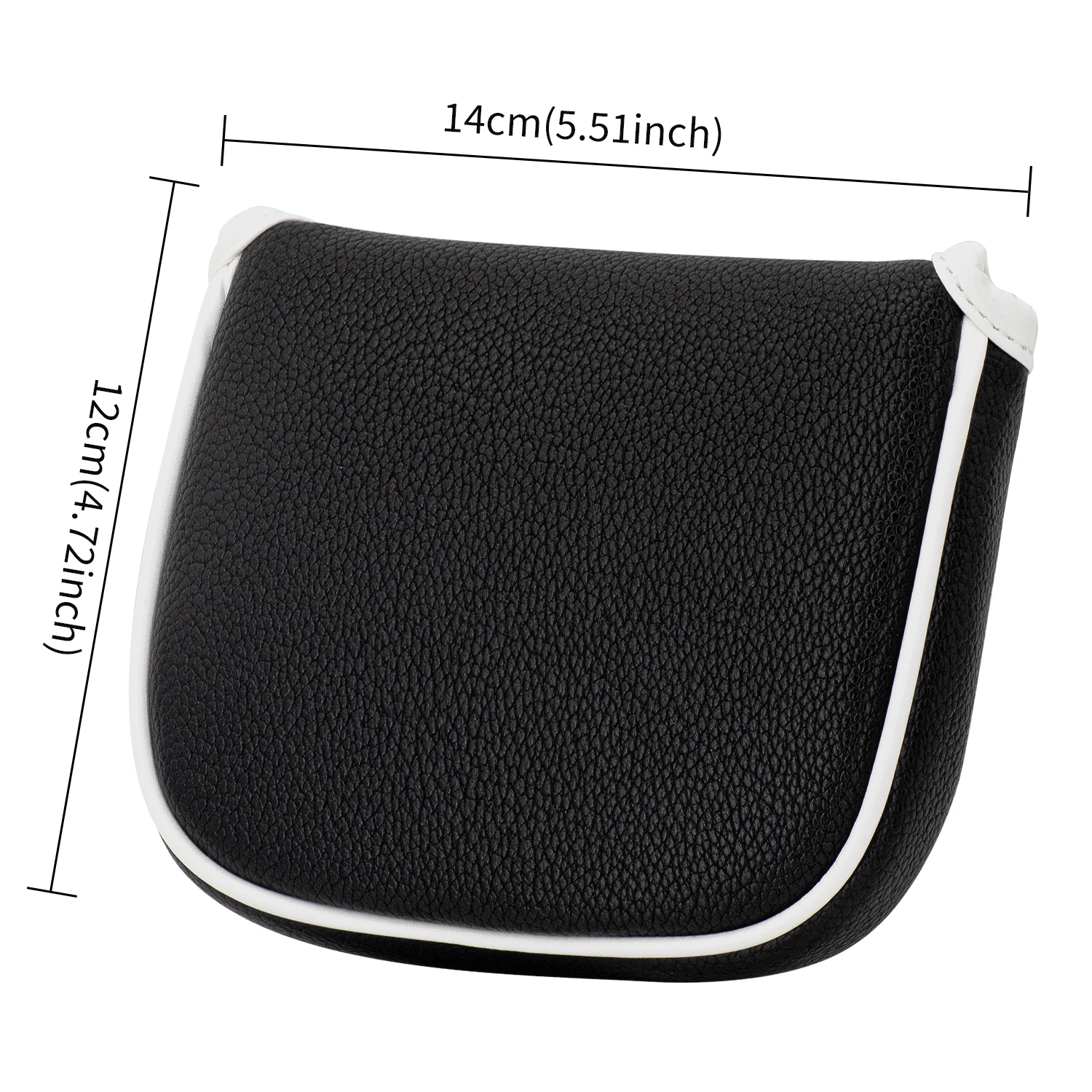 1pc Blank Black Mallet Putter Head Cover Magnetic Closure White Trim Single‑Ear Square Golf Putter Protector image 6