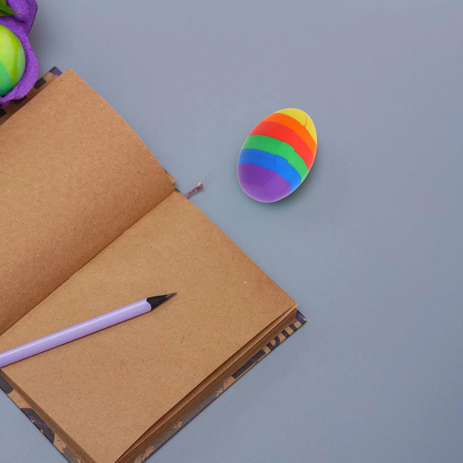 

2 pcs Mini Easter Egg Shaped Pencil Cute Stationery For School Supplies Party Favors Writing Portable Miniature Erasers