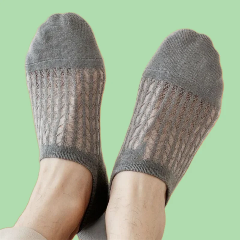 Chaussettes en maille respirante pour hommes, bouche peu profonde, chaussettes fines décontractées, absorption de la sueur, mode bateau invisible, haute qualité, 3/5 paires