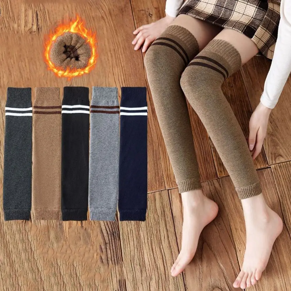 

Sweet Over Knee Wool Leg Warmers Thicken Kneepad Stripe Leg Socks JK Uniform Warm Foot Cover Autumn