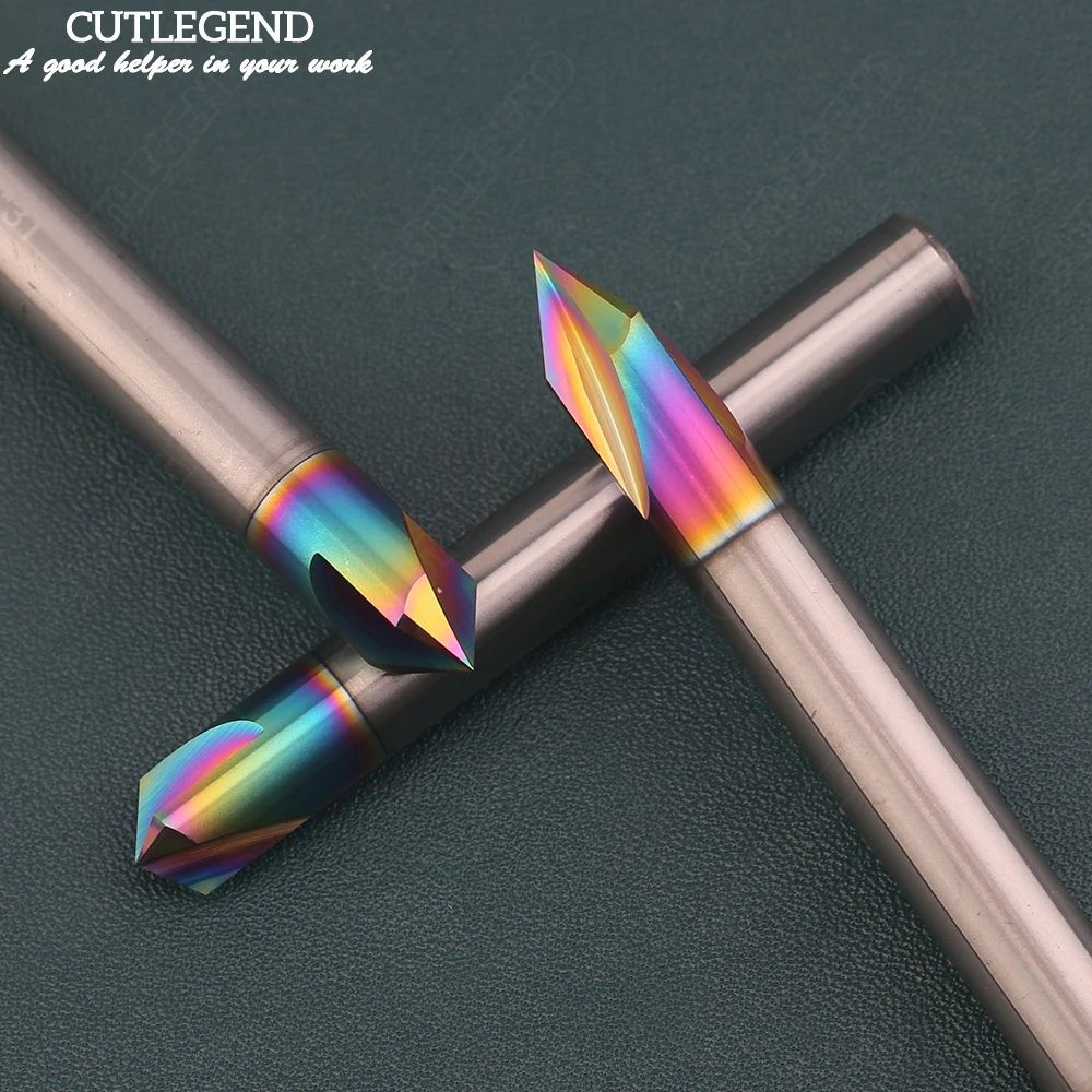 Imagem -04 - Chanfro Fresa 60 90 120 Graus Flautas Carboneto Canto Escareador Chanfrar Moinho Rebarbar Borda Roteador v Hrc58