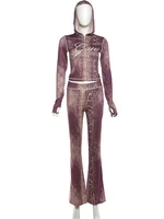 Weird Puss Letter Snake Print Tracksuit 2-Piece Set Women Patchwork Zip Jacket+Pants Matching Casual Stretch Streetwear Outfits 6
