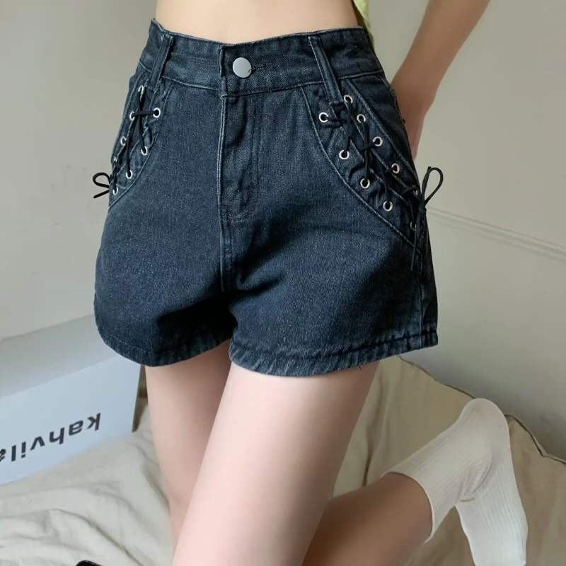 Summer New Casual Denim Shorts Women Korean Style Solid Color Loose Straight High Waist Office Lady Versatile Short Pants Female