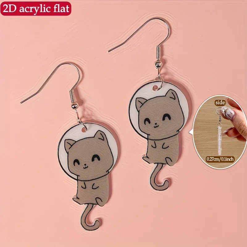 Popular Trend New Space Cat Alien Earrings European and American Exaggerated Decoration Acrylic Simple Personality Earrings Gift