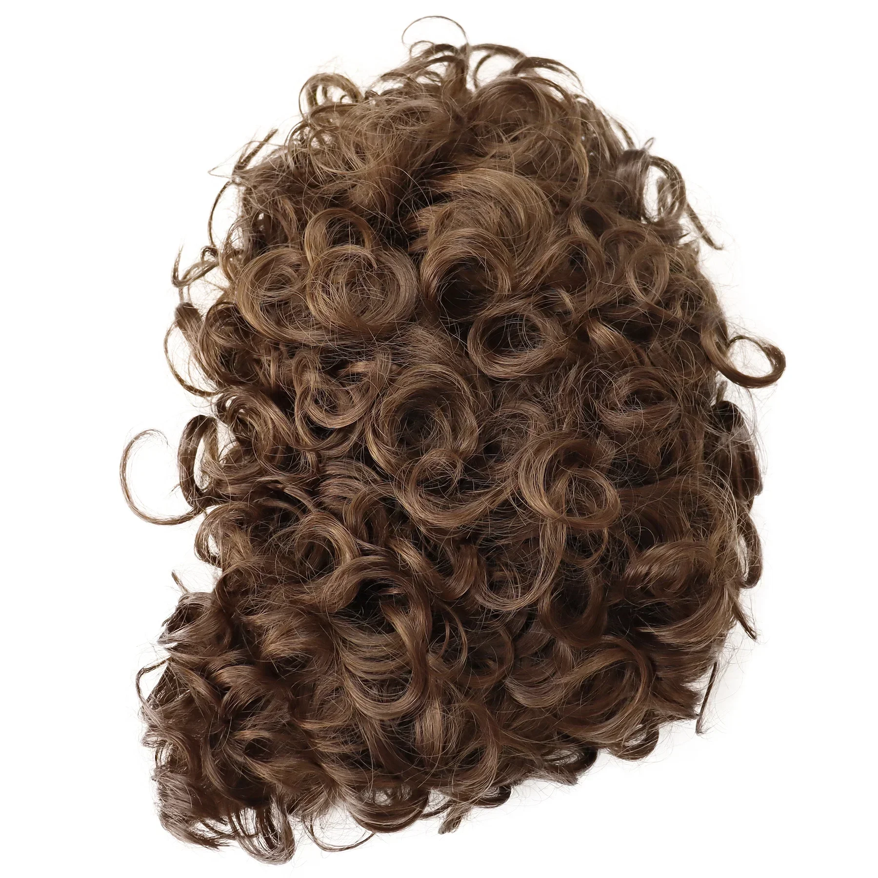 GNIMEGIL Men Wigs Natural Hairstyle Synthetic Fiber Short Brown Wig with Bangs Curly Wig Cosplay Carnival Halloween Costume Wig