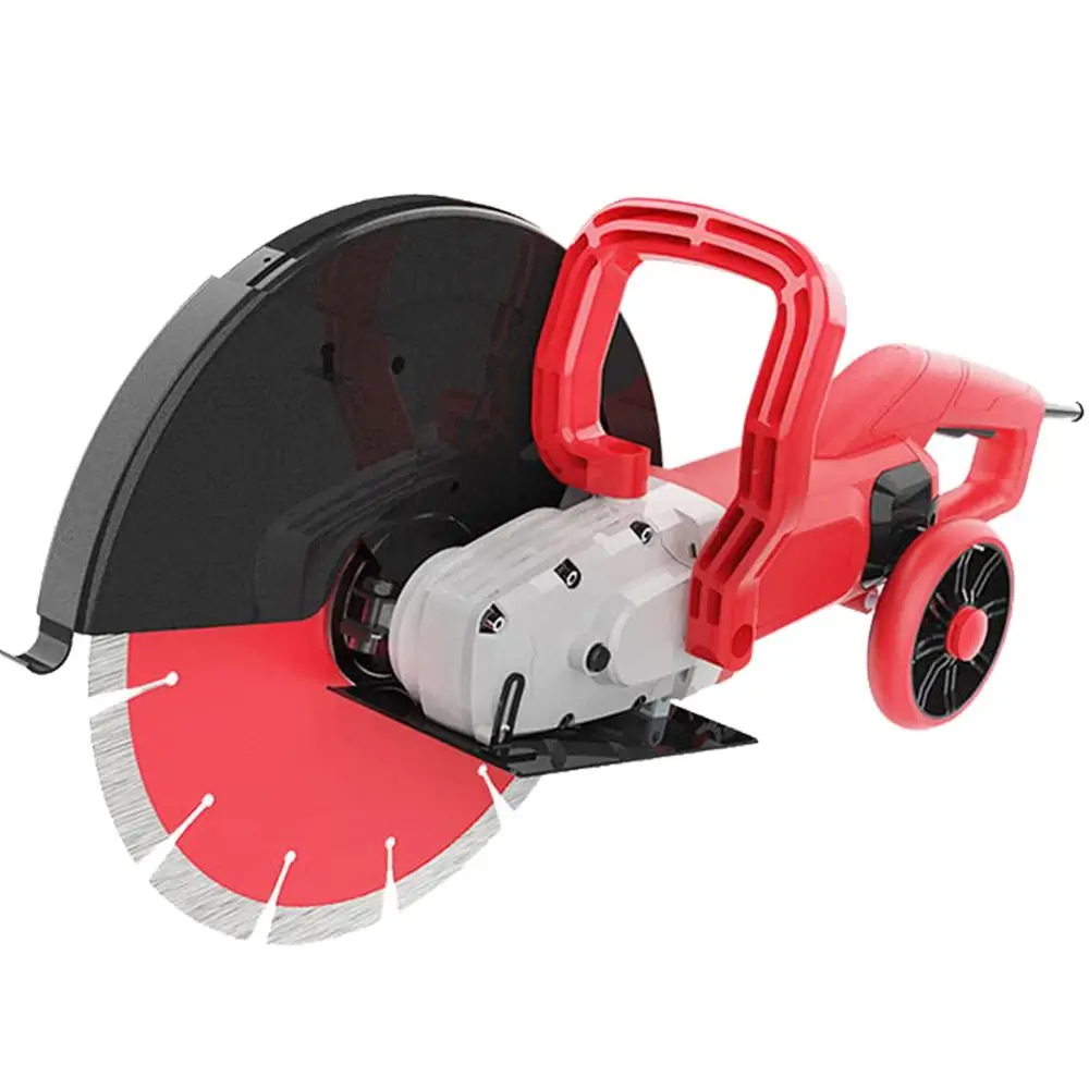 6800W Electric Concrete Saw 14 Inch Wet Dry Circular Cutting Tool 135mm Blade Roller Design Dust Management Portable Masonry