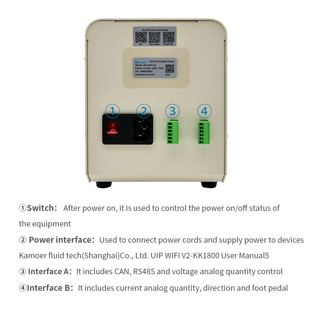 Kamoer-Pompe péristaltique à tête de servomoteur, écran LCD UIP, écran tactile, contrôle, haut débit, 3 modes de fonctionnement, précision