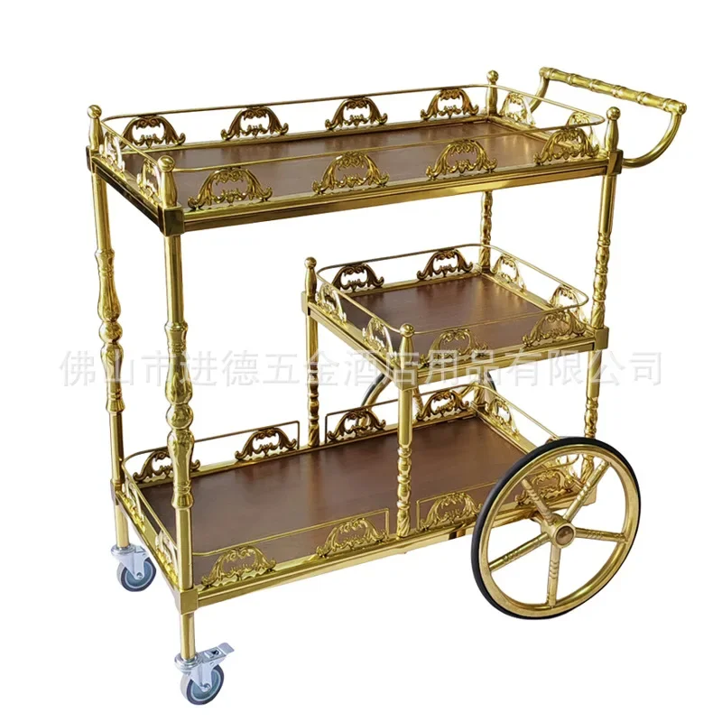 Hotel snack trolley three-layer wine cart tea cart stainless steel roast duck flake truck mobile dining car commercial restauran