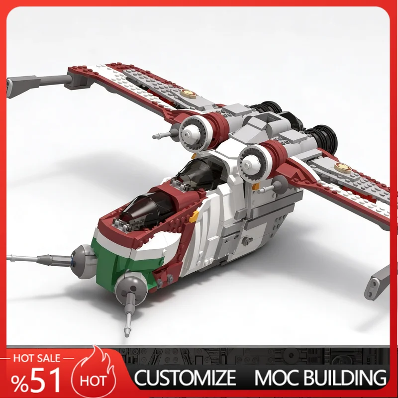 899 PCS Sci-Fi Republic Starfighter MOC Model Space Ship Building Blocks Assembly Educational Toy For Boys Birthday Special Gift