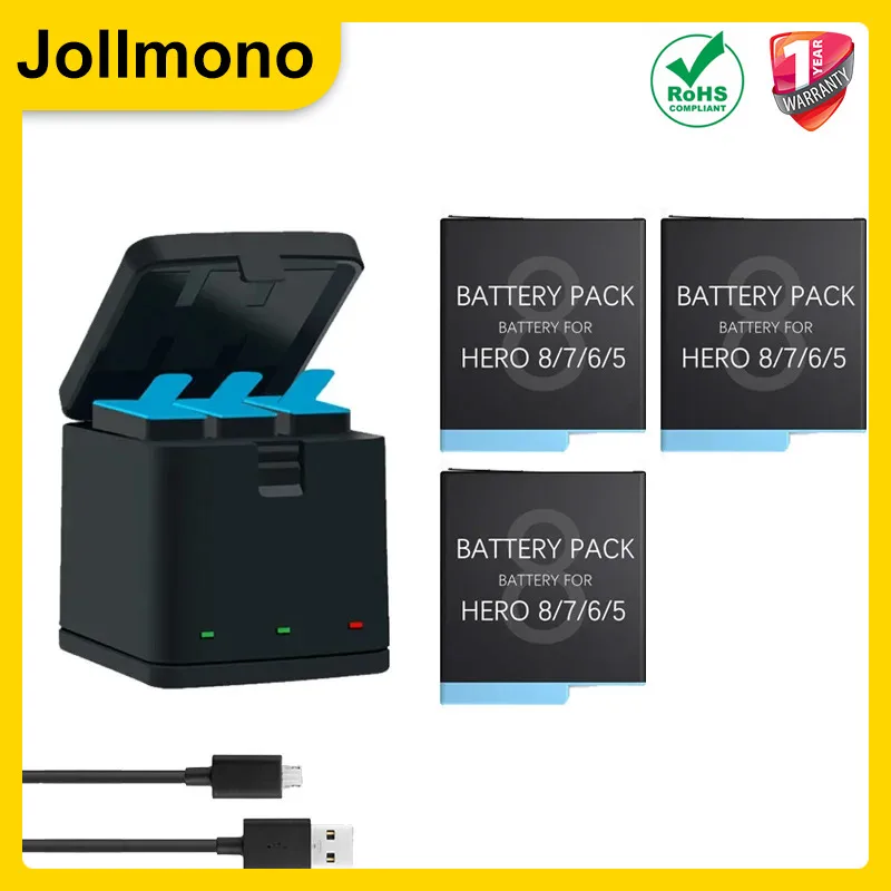 1220mAh GoPro Hero 7 hero 6 hero 5 Black Battery + LED dual Charger for Go Pro Hero7 hero6 hero5 Black camera AHDBT-501battery